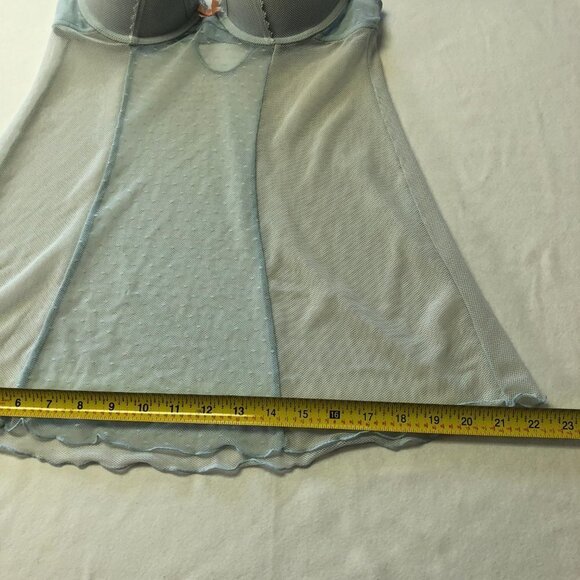 BABY Blue Mesh & Peach Baby Doll Chemise Size Small - Picture 10 of 10